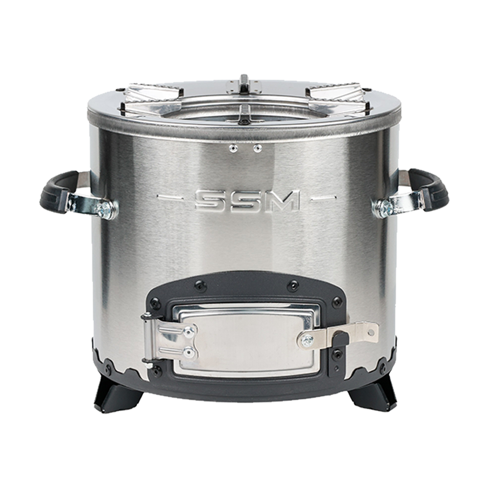 Premium C26-10B stainless steel portable charcoal stove featuring a secondary air combustion chamber and a durable 5-7 year lifespan.
