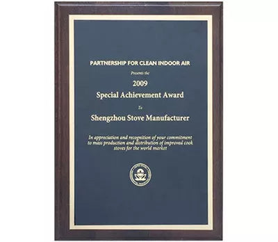The certificate awarded by U.S. Environmental Protection Agency official John Mitchell in 2009 for the SSM "Special Achievement Award for Clean Indoor Air".