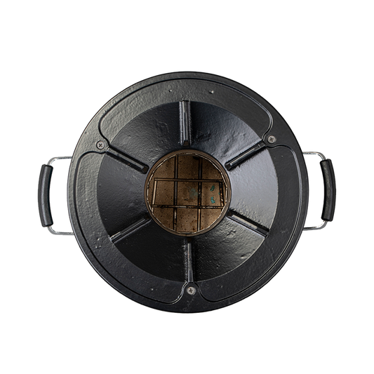 Top-down view of the teal S26-13 stove, showcasing the burner surface design for pots and pans.
