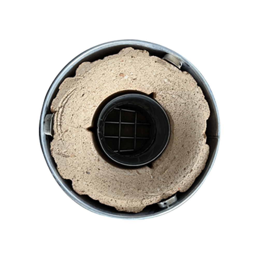 A top-down interior view of the S24-11 stove, displaying the firebox and grate system engineered for optimal thermal efficiency.
