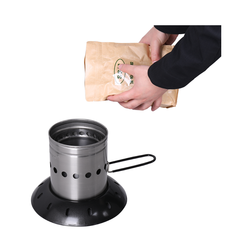 Hands-on demonstration of fueling the Lantern stove with wood pellets, highlighting its ease of use.