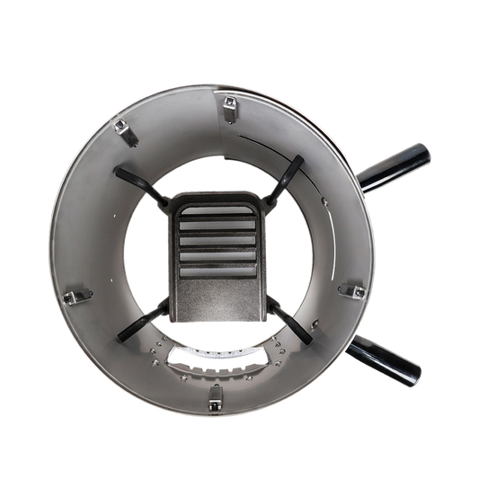 A top-down view looking into the Baldwin Stove, illustrating the smart design that enables clean, efficient cooking.
