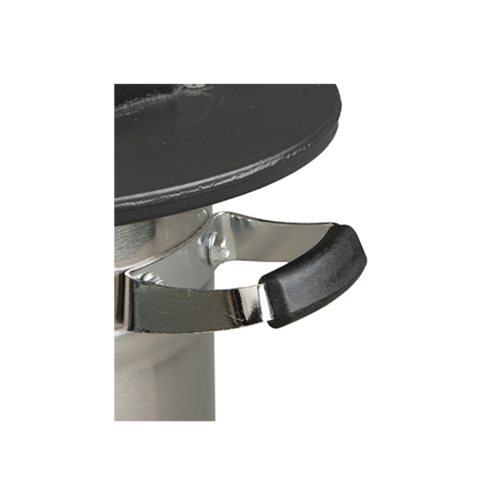 Detailed close-up of the S32-23 handle and stainless steel body, emphasizing its sustainable design which reduces cooking time by over 50% and toxic emissions by over 70%.